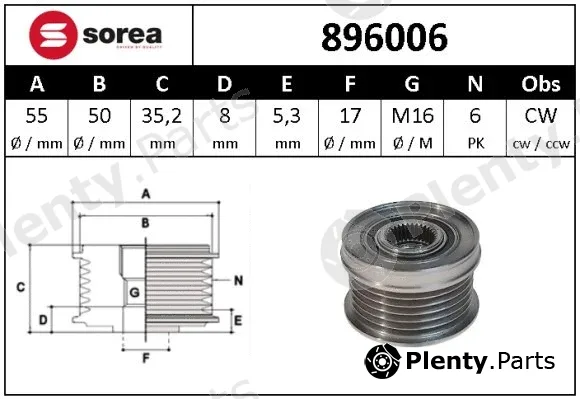 Snra 896006 — Alternator Freewheel Clutch