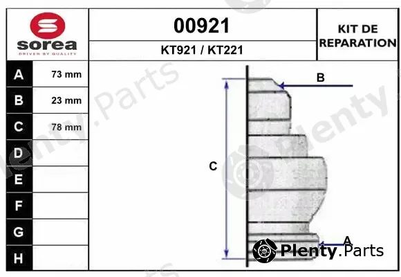Snra 00921 — Bellow Kit, drive shaft