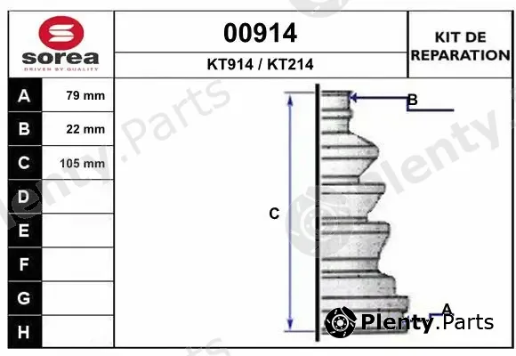 Snra 00914 — Bellow Kit, drive shaft