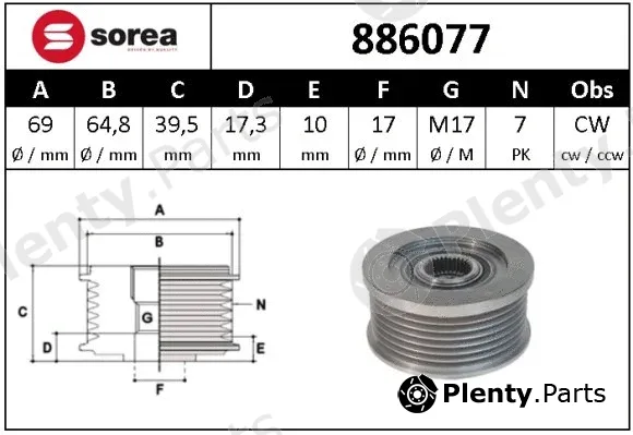 Snra 886077 — Alternator Freewheel Clutch