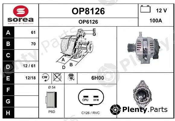 Snra OP8126 — Alternator