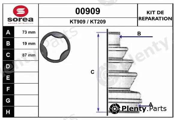 Snra 00909 — Bellow Kit, drive shaft