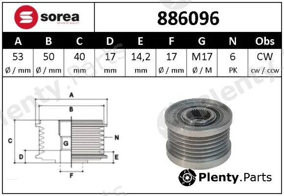 Snra 886096 — Alternator Freewheel Clutch