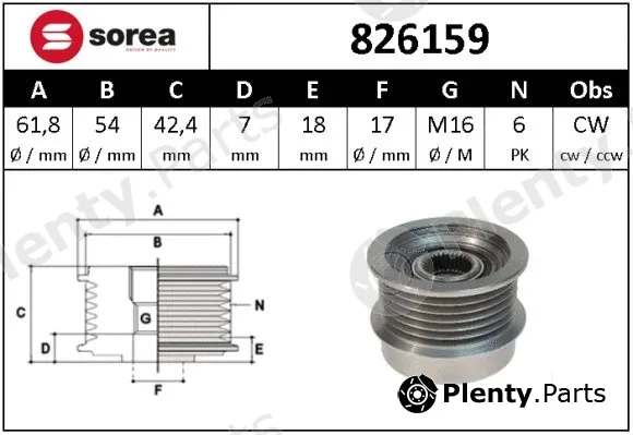 Snra 826159 — Alternator Freewheel Clutch