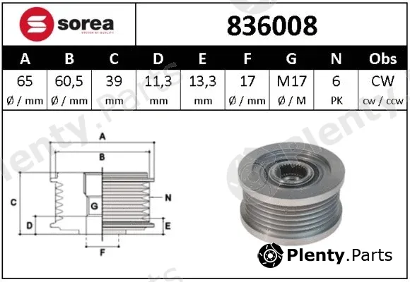 Snra 836008 — Alternator Freewheel Clutch
