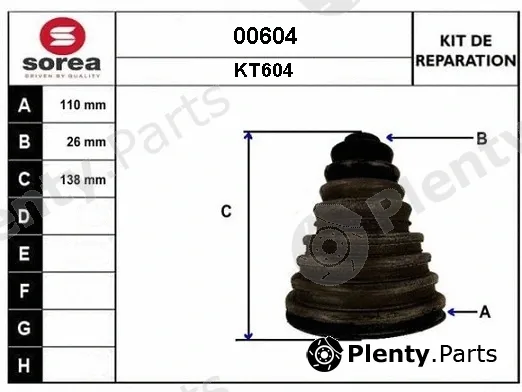 Snra 00604 — Bellow Kit, drive shaft