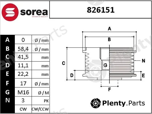 Snra 826151 — Alternator Freewheel Clutch