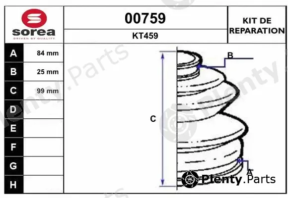 Snra 00759 — Bellow Kit, drive shaft
