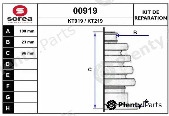 Snra 00919 — Bellow Kit, drive shaft