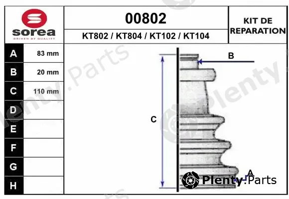 Snra 00802 — Bellow Kit, drive shaft