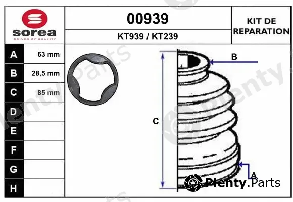 Snra 00939 — Bellow Kit, drive shaft