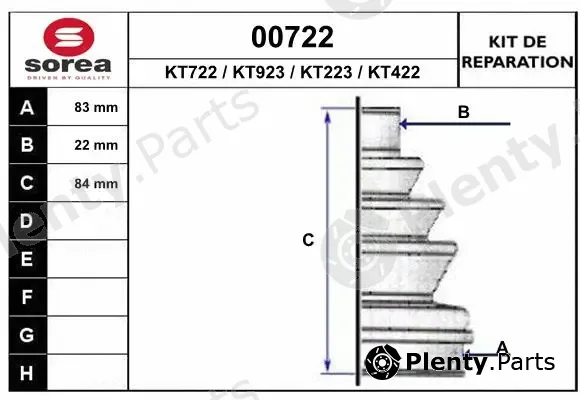 Snra 00722 — Bellow Kit, drive shaft