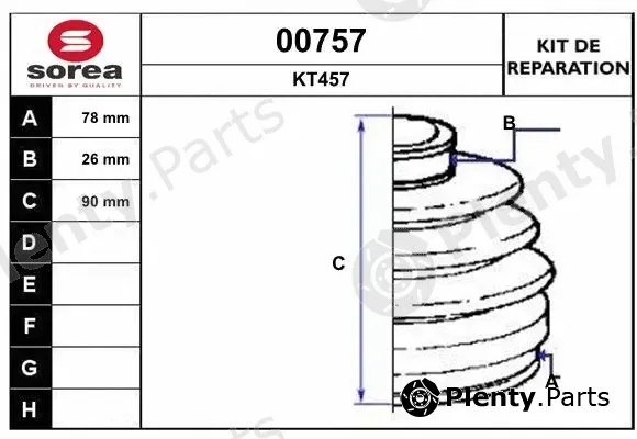 Snra 00757 — Bellow Kit, drive shaft