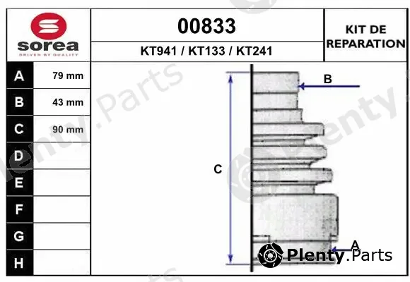 Snra 00833 — Bellow Kit, drive shaft