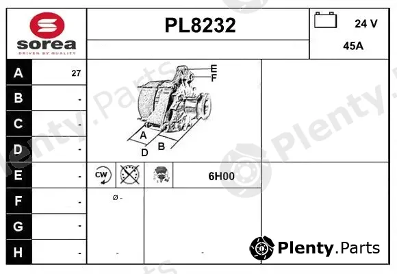 Snra PL8232 — Alternator