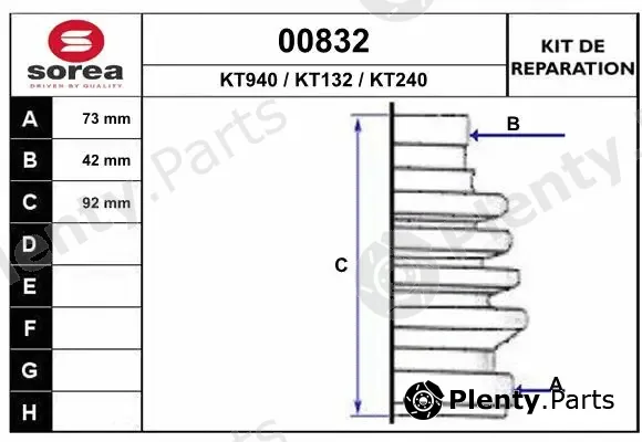 Snra 00832 — Bellow Kit, drive shaft