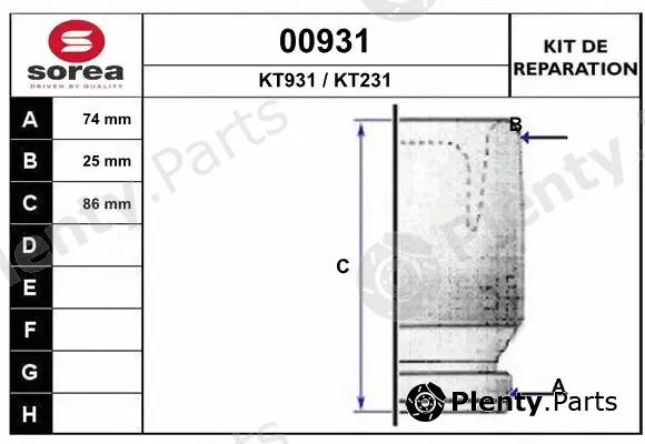 Snra 00931 — Bellow Kit, drive shaft