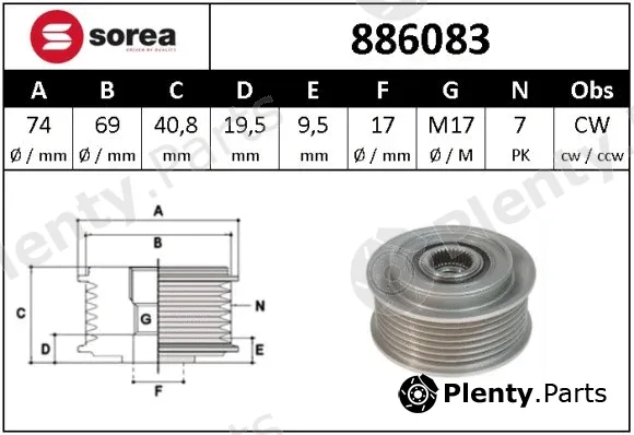 Snra 886083 — Alternator Freewheel Clutch