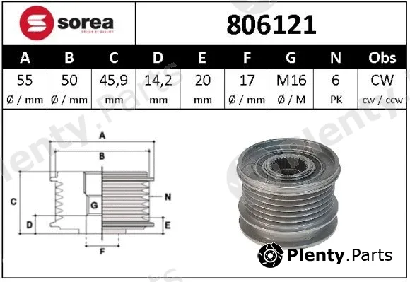 Snra 806121 — Alternator Freewheel Clutch