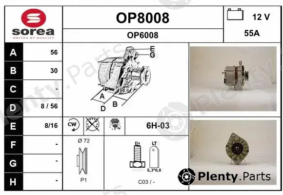 Snra OP8008 — Alternator