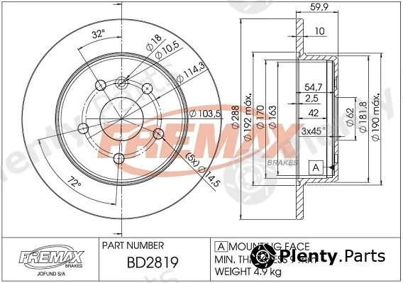 Fremax BD-2819 — Brake Disc