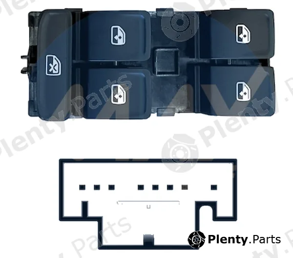 Binder 72262152 — Switch, window regulator SCHALTER FENSTERH. L V 4xFH SCHW/WEIß 8-PIN