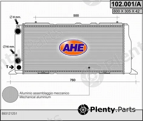 AHE 102.001/A — Radiator, engine cooling