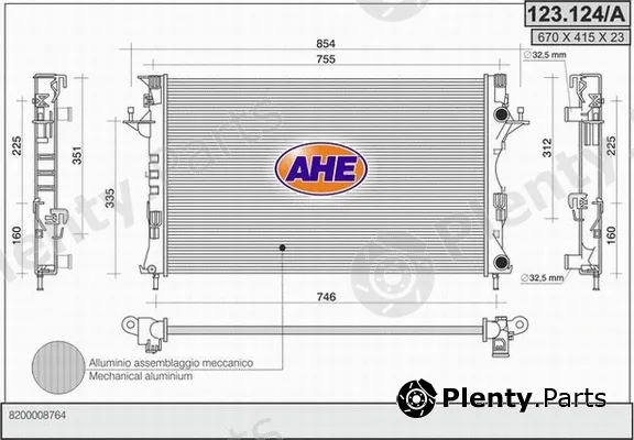 AHE 123.124/A — Radiator, engine cooling