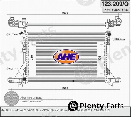 AHE 123.209/O — Radiator, engine cooling