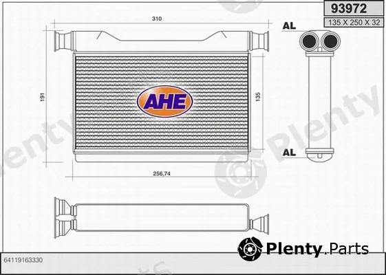 AHE 93972 — Heat Exchanger, interior heating