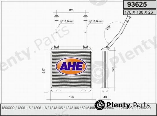 AHE 93625 — Heat Exchanger, interior heating
