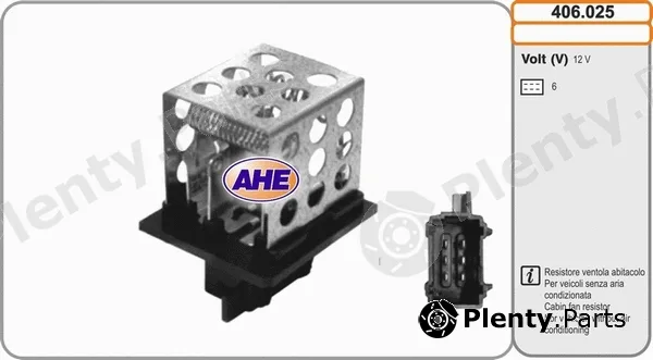 AHE 406.025 — Series resistor, electric motor (radiator fan)