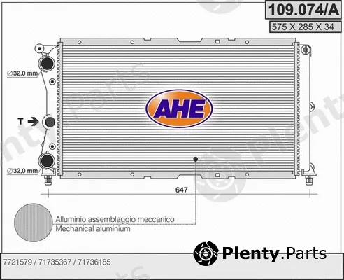 AHE 109.074/A — Radiator, engine cooling