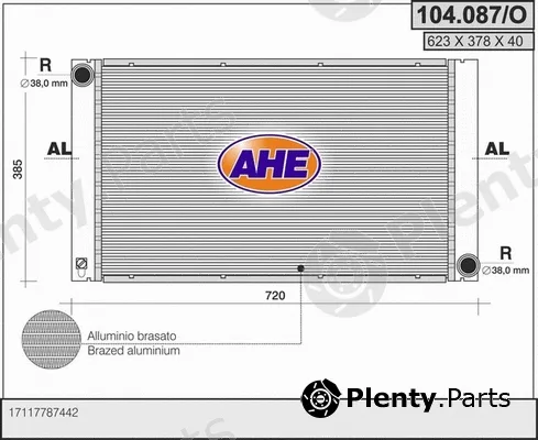 AHE 104.087/O — Radiator, engine cooling