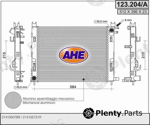 AHE 123.204/A — Radiator, engine cooling
