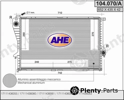 AHE 104.070/A — Radiator, engine cooling