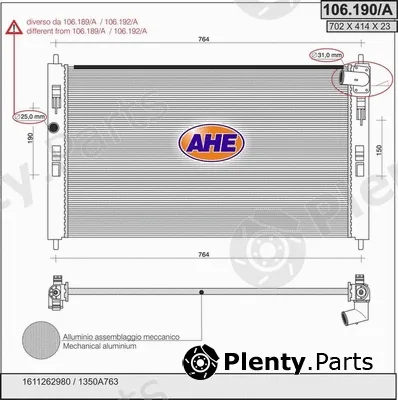 AHE 106.190/A — Radiator, engine cooling