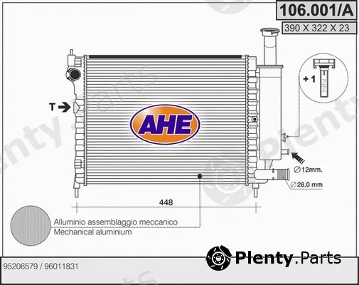 AHE 106.001/A — Radiator, engine cooling