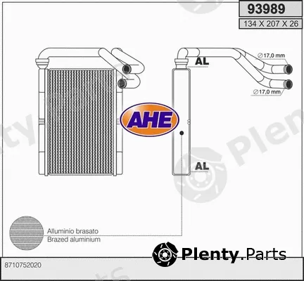 AHE 93989 — Heat Exchanger, interior heating