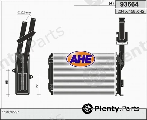 AHE 93664 — Heat Exchanger, interior heating
