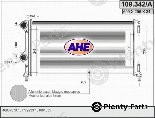 AHE 109.342/A — Radiator, engine cooling