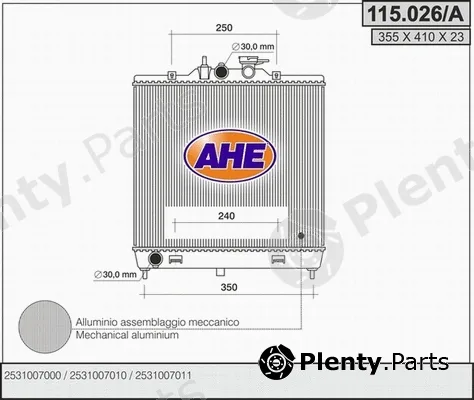 AHE 115.026/A — Radiator, engine cooling
