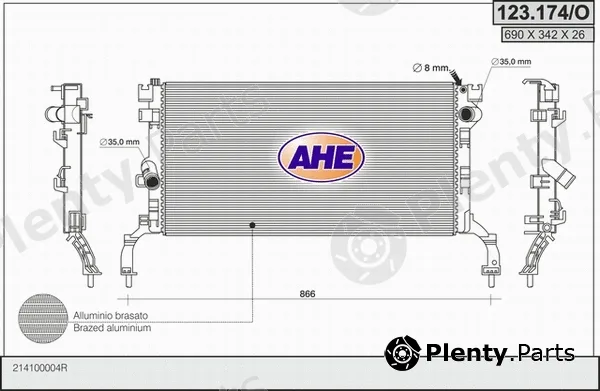 AHE 123.174/O — Radiator, engine cooling