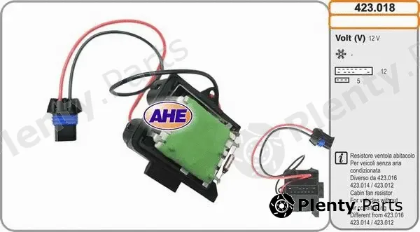 AHE 423.018 — Series resistor, electric motor (radiator fan)