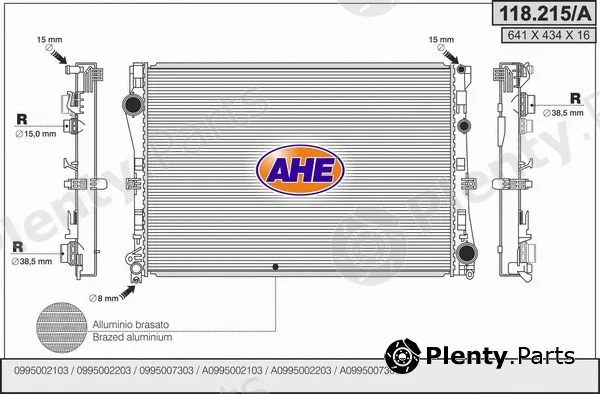 AHE 118.215/A — Radiator, engine cooling