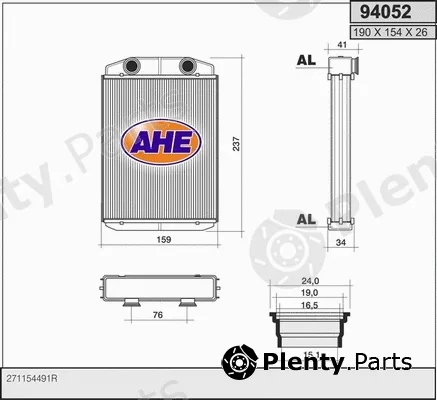 AHE 94052 — Heat Exchanger, interior heating