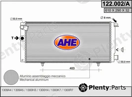 AHE 122.002/A — Radiator, engine cooling