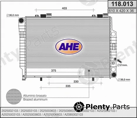 AHE 118.013 — Radiator, engine cooling