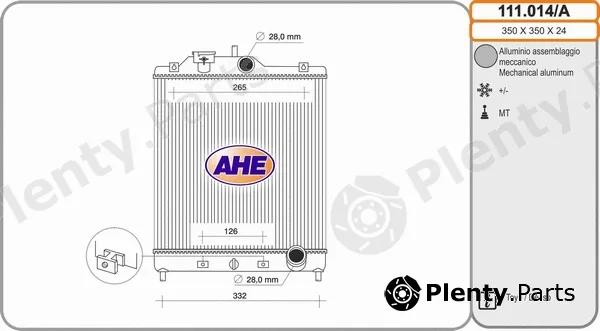 AHE 111.014/A — Radiator, engine cooling