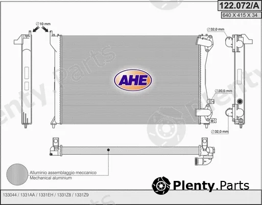 AHE 122.072/A — Radiator, engine cooling